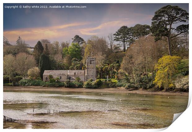 St Just in Roseland Church Print by kathy white