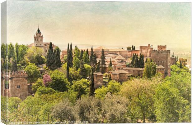 Towers of the Alhambra Palace Canvas Print by Ian Lewis