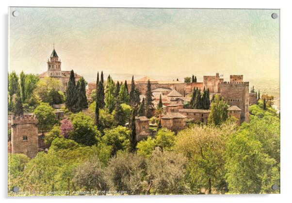 Towers of the Alhambra Palace Acrylic by Ian Lewis