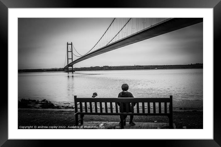 Children By The Bridge Framed Mounted Print by andrew copley