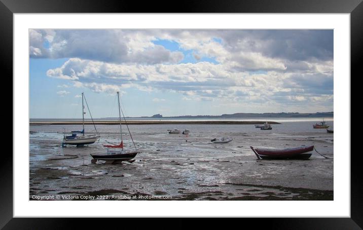 Lindisfarne boats Framed Mounted Print by Victoria Copley