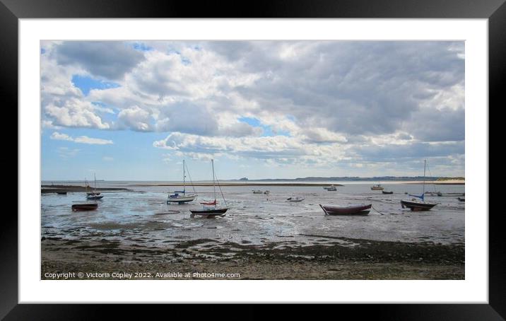 Boats of Lindisfarne Framed Mounted Print by Victoria Copley