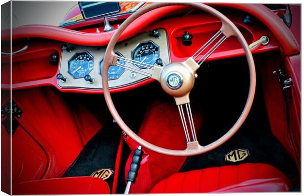 MG TA Classic Sports Car Interior Canvas Print by Andy Evans Photos