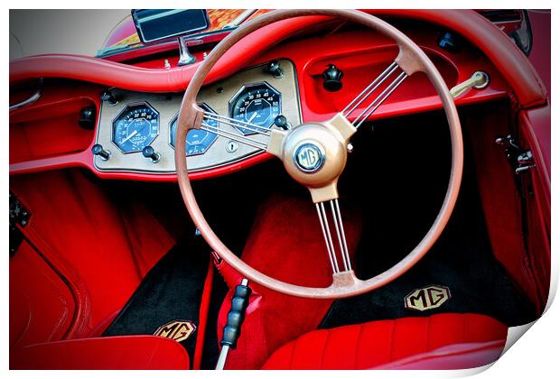 MG TA Classic Sports Car Interior Print by Andy Evans Photos