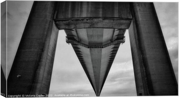 Humber Bridge abstract in monochrome Canvas Print by Victoria Copley