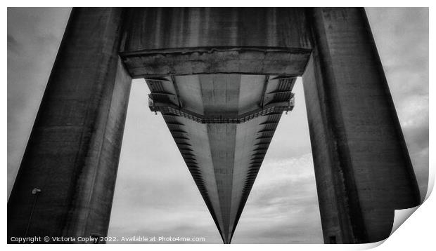 Humber Bridge abstract in monochrome Print by Victoria Copley