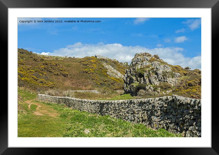 Path down to Mewslade Bay from Pitton on Gower Framed Mounted Print by Nick Jenkins