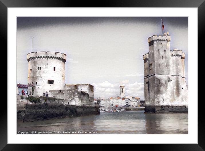 The Mighty Castles of La Rochelle Harbor Framed Mounted Print by Roger Mechan