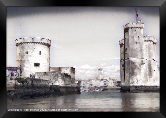 The Mighty Castles of La Rochelle Harbor Framed Print by Roger Mechan