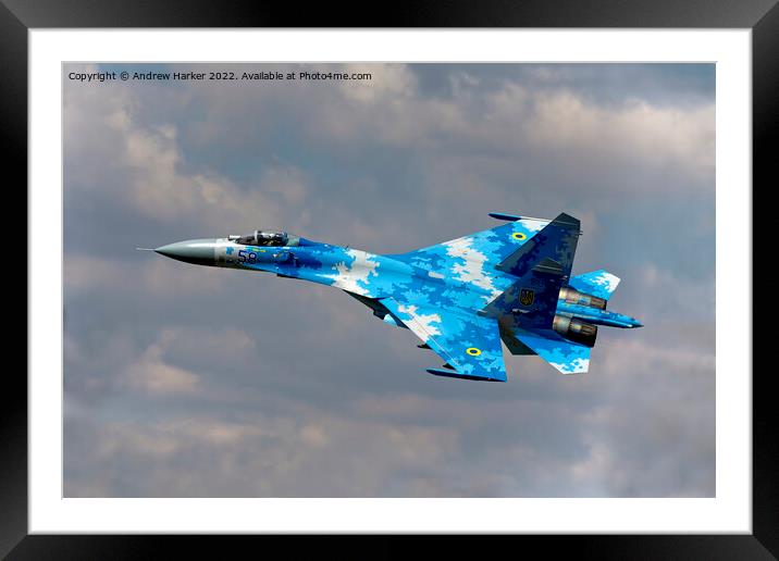Ukrainian Air Force Sukhoi Su-27P1M Framed Mounted Print by Andrew Harker