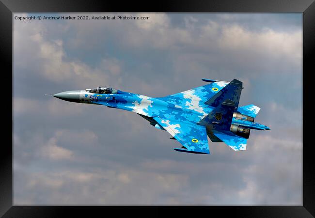 Ukrainian Air Force Sukhoi Su-27P1M Framed Print by Andrew Harker