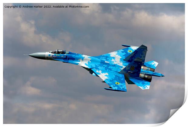 Ukrainian Air Force Sukhoi Su-27P1M Print by Andrew Harker