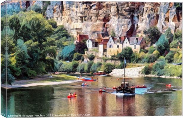 Enchanting River Journey in La Roque-Gageac Canvas Print by Roger Mechan