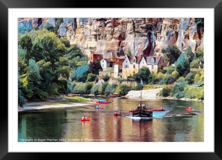 Enchanting River Journey in La Roque-Gageac Framed Mounted Print by Roger Mechan