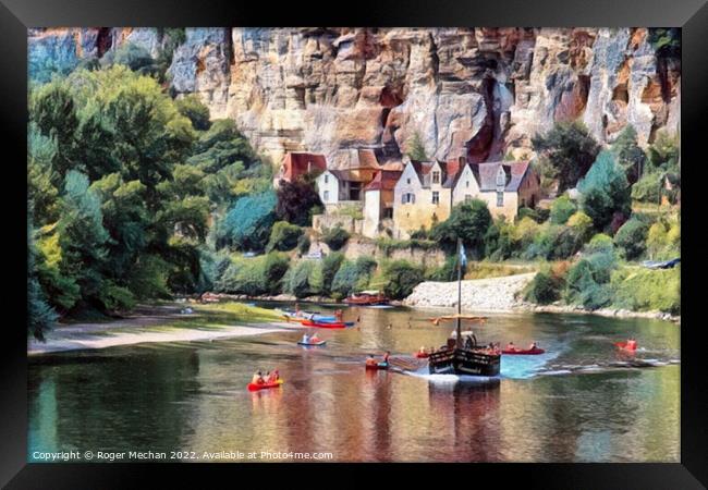 Enchanting River Journey in La Roque-Gageac Framed Print by Roger Mechan