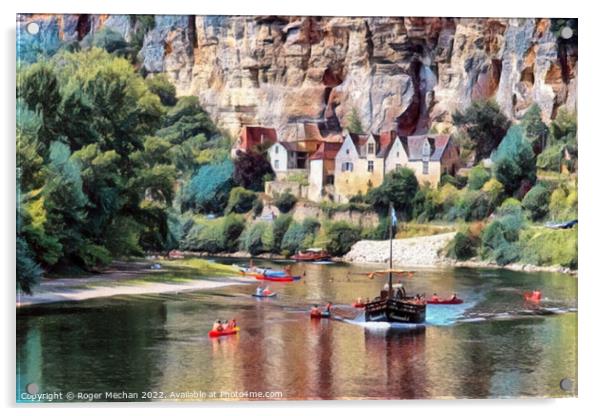 Enchanting River Journey in La Roque-Gageac Acrylic by Roger Mechan