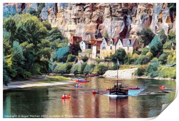 Enchanting River Journey in La Roque-Gageac Print by Roger Mechan