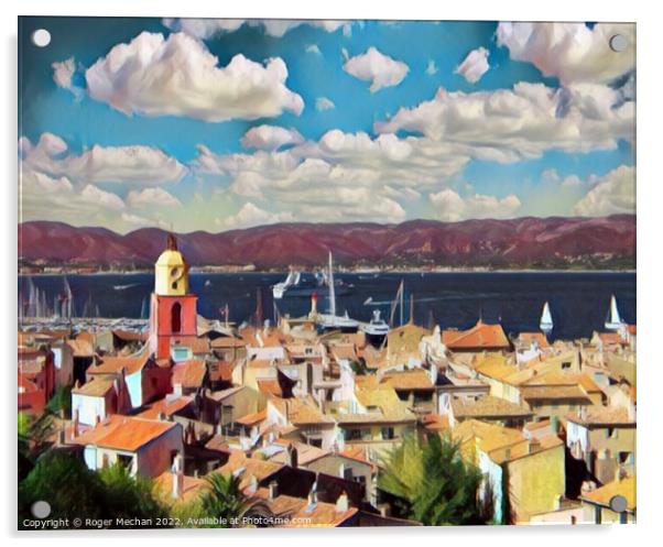 A Serene View of St Tropez Acrylic by Roger Mechan