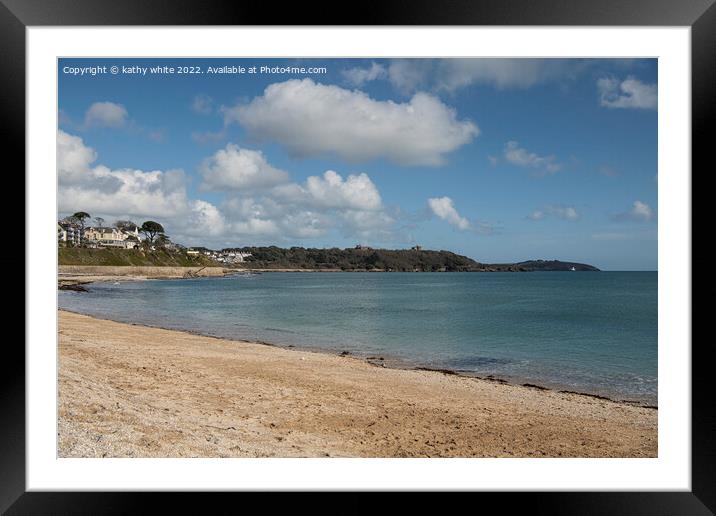Falmouth Cornwall Gyllyngvase Beach Framed Mounted Print by kathy white
