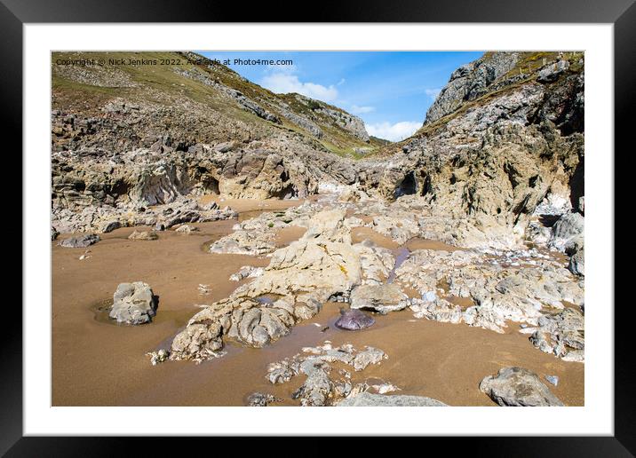 Top of Mewslade Bay Gower Peninsula Framed Mounted Print by Nick Jenkins