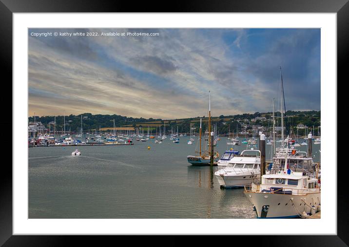 Falmouth bay with Yachts Framed Mounted Print by kathy white