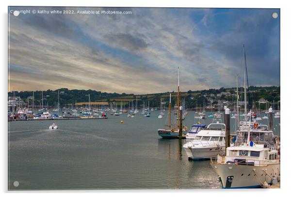 Falmouth bay with Yachts Acrylic by kathy white