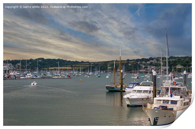 Falmouth bay with Yachts Print by kathy white