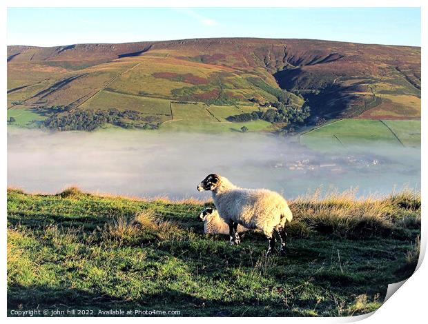 Morning mist in Edale valley. Print by john hill
