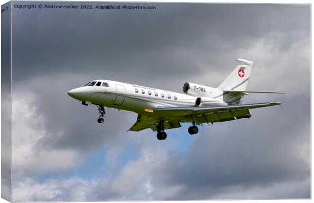 Swiss Air Force Dassault Falcon 50EX Canvas Print by Andrew Harker