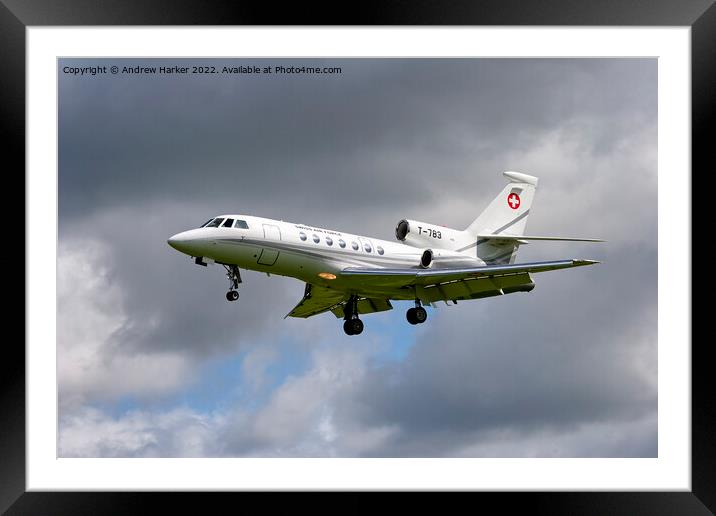 Swiss Air Force Dassault Falcon 50EX Framed Mounted Print by Andrew Harker