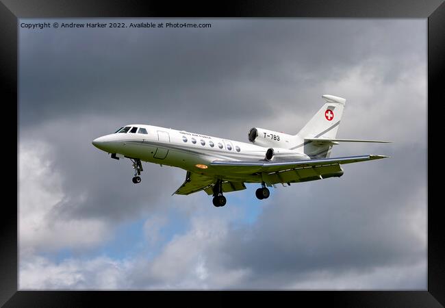 Swiss Air Force Dassault Falcon 50EX Framed Print by Andrew Harker