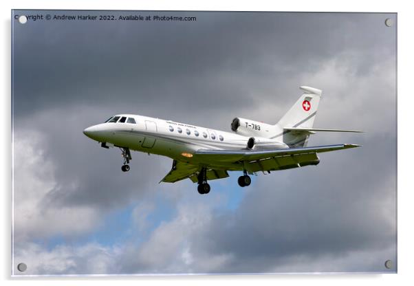 Swiss Air Force Dassault Falcon 50EX Acrylic by Andrew Harker