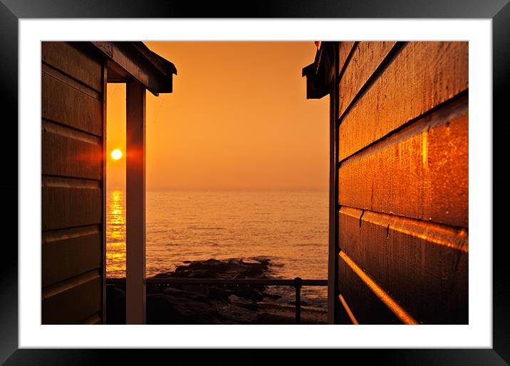 Beach hut sunrise Framed Mounted Print by Stephen Mole