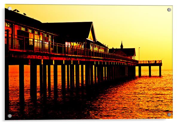 Southwold Pier Sunrise Acrylic by Paul Macro