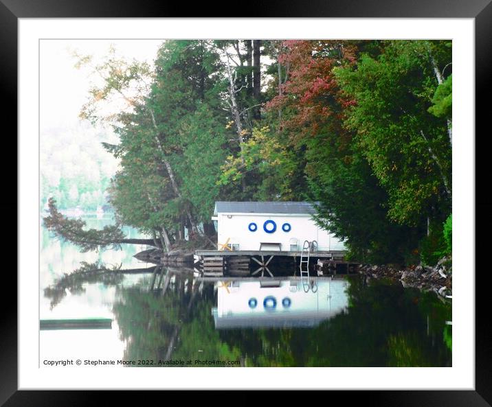Boathouse reflections Framed Mounted Print by Stephanie Moore