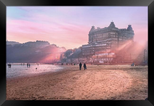 Scarborough Beach Sunset  Framed Print by Alison Chambers