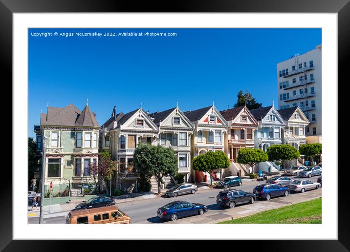 Painted Ladies of Alamo Square San Francisco Framed Mounted Print by Angus McComiskey