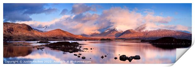 Clearing storm over Rannoch Moor Print by Justin Foulkes