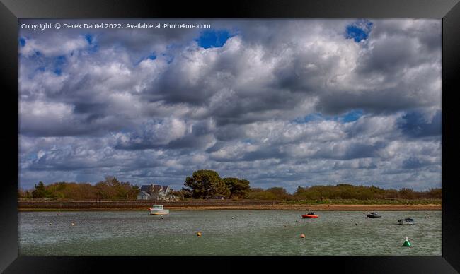 Looking Out Over The Solent At Keyhaven Framed Print by Derek Daniel