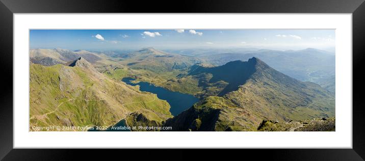 The Snowdon Horseshoe from the summit of Snowdon Framed Mounted Print by Justin Foulkes