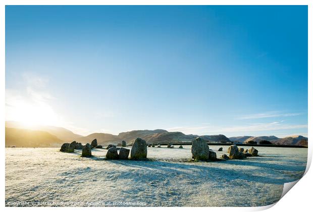 Castlerigg Stone Circle in winter Print by Justin Foulkes