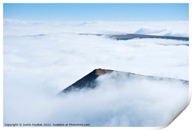 Cribyn, rising above a sea of cloud, Brecon Beacon Print by Justin Foulkes