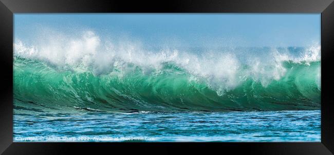 Green Wave Framed Print by Shaun Sharp