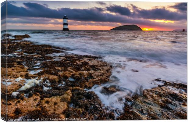 Penmon Point Lighthouse Anglesey Canvas Print by Jim Monk