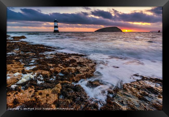 Penmon Point Lighthouse Anglesey Framed Print by Jim Monk