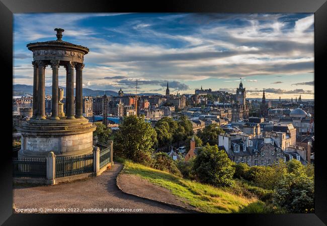 Edinburgh skyline from Calton Hill Framed Print by Jim Monk