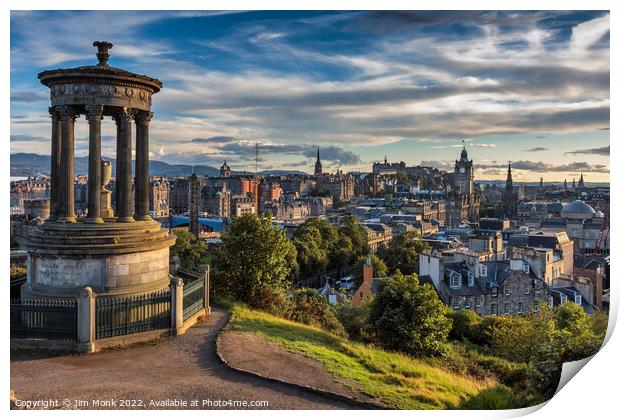 Edinburgh skyline from Calton Hill Print by Jim Monk