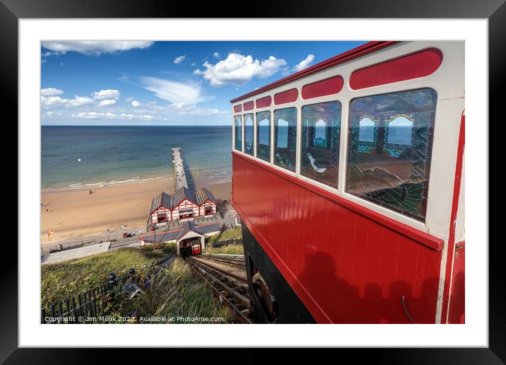 Saltburn Cliff Tramway and Pier Framed Mounted Print by Jim Monk