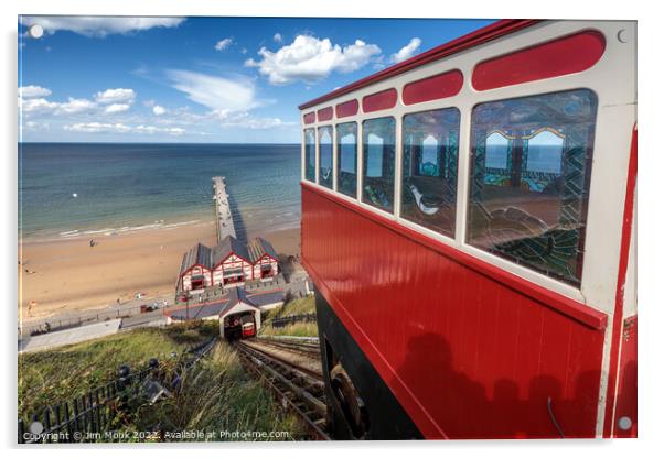 Saltburn Cliff Tramway and Pier Acrylic by Jim Monk