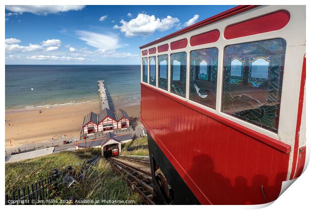 Saltburn Cliff Tramway and Pier Print by Jim Monk